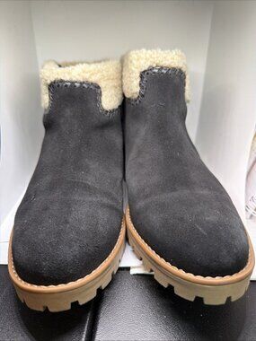 Jack Rogers Suede Sherpa Bootie Sophie  Black 10.5M